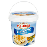 Käsekuchenquark in einem Eimer Präsident 1 kg